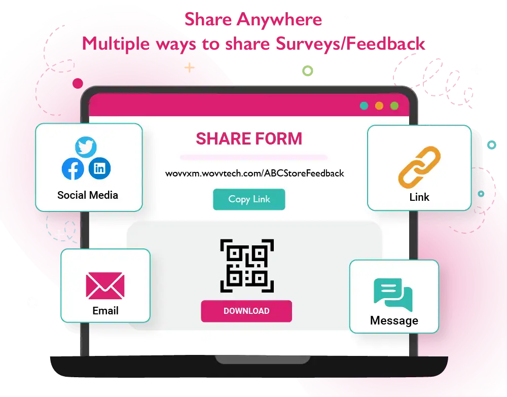 Feedback management system with sharing form