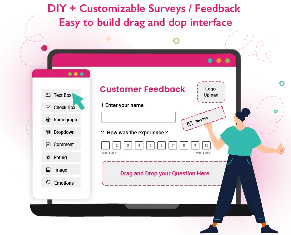Experience management software with customizable survey