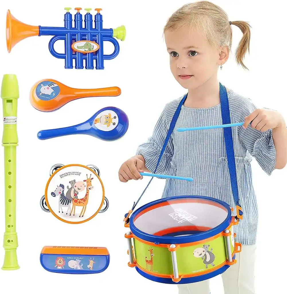 Jouet musical instruments pour bébé : piano, xylophone, tambour, hochet pour éveil musical