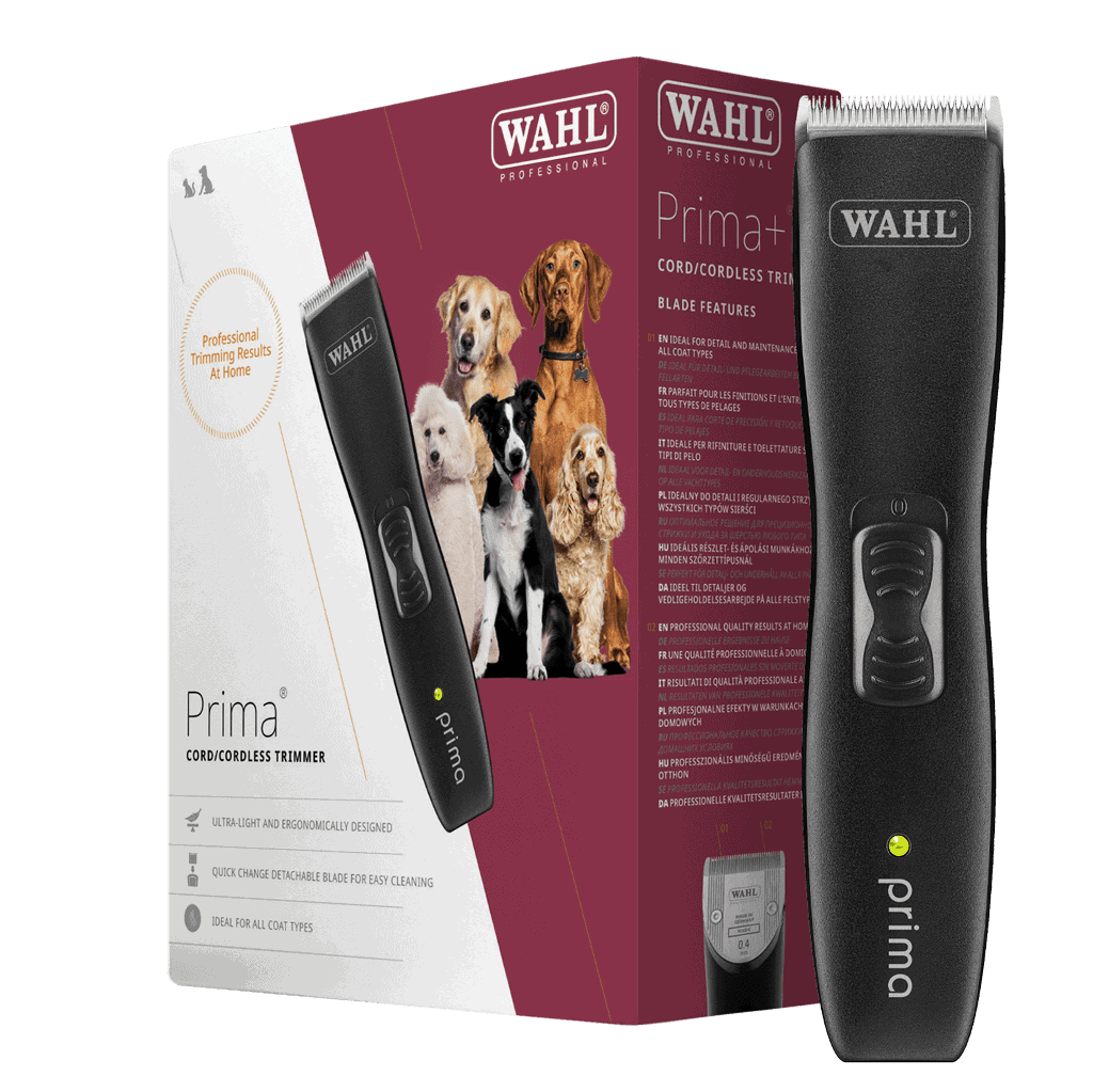 Draadloze honden- en kattenkapseltrimmer met verwisselbare mesjes.