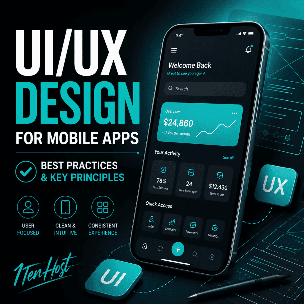 mobile UI design, app UX principles, user interface design app, wireframing mobile app, app prototype, Figma app design, material design, HIG Apple design
