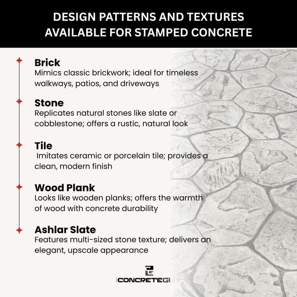 Design Patterns and Textures Available for Stamped Concrete 