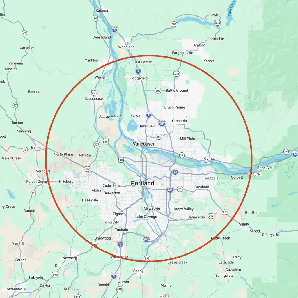Construction service area covering Vancouver WA and Portland OR