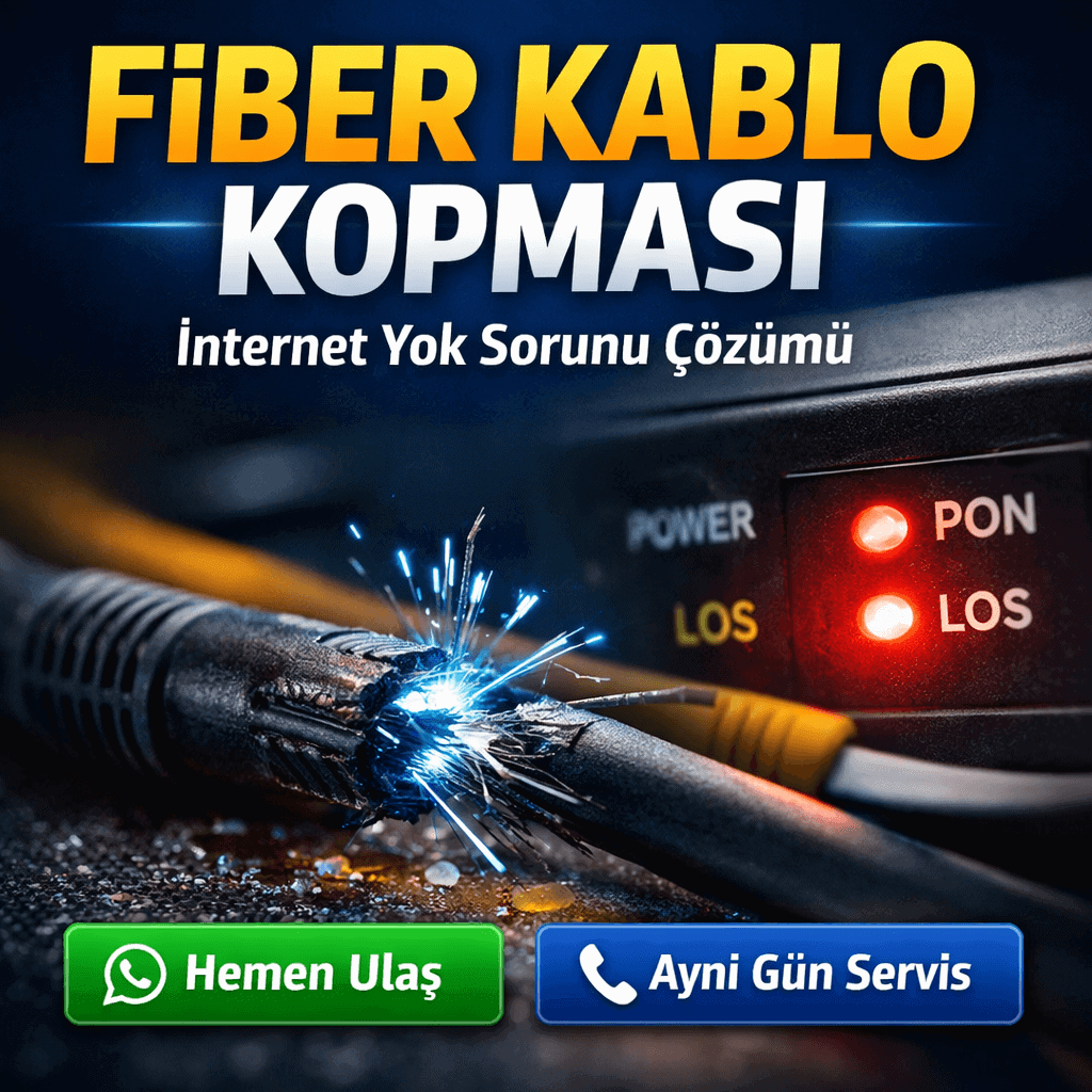 Fiber kablo kopması nedeniyle internet kesintisi ve ONT cihazında LOS kırmızı ışık sorunu