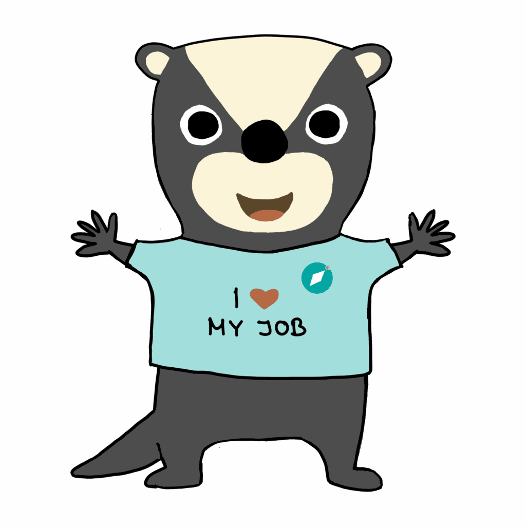 Dachs mit I love my job T-shirt