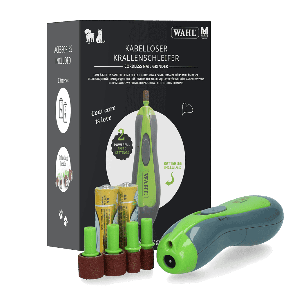 Draadloze nagelvijl voor huisdieren met ingebouwde batterijen.