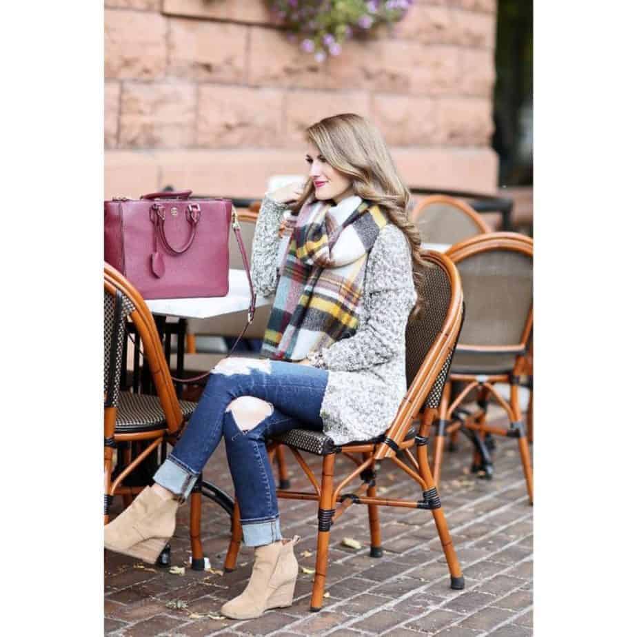 Fall travel with blanket scarf