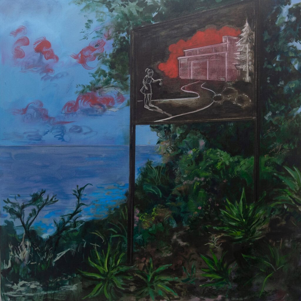 Anna Sebastian, Tell me what a phoney I am, 2024, oil on canvas, 100x100cm