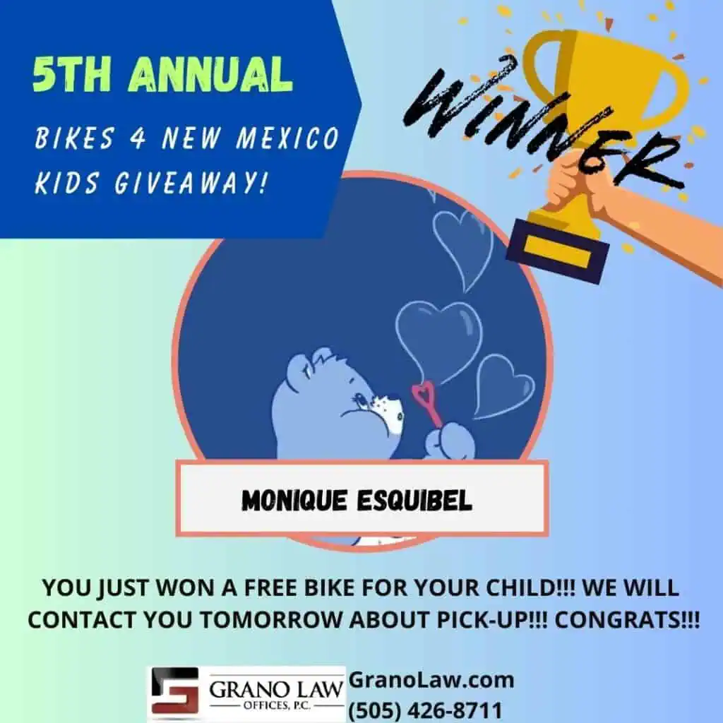 5th Annual "Bikes 4 NM Kids" Giveaway Winners Announced 10 An image of Monique Esquibel's social media profile photo, one of our 17 lucky winners.