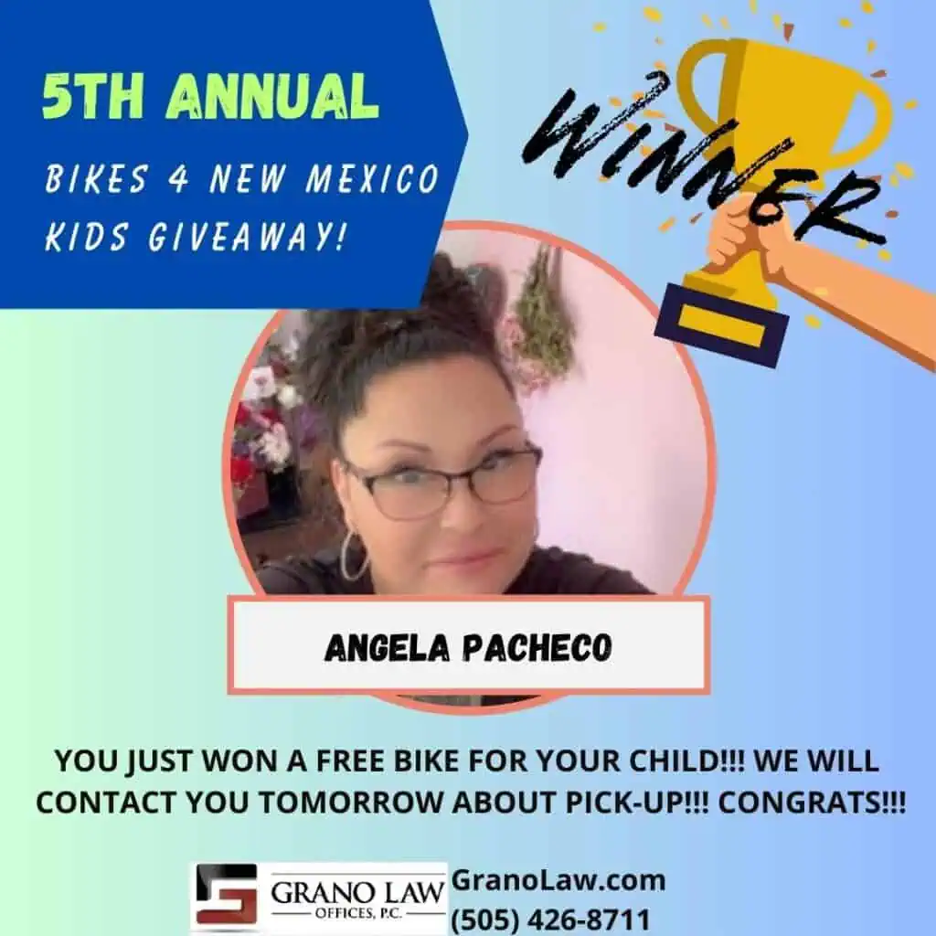 5th Annual "Bikes 4 NM Kids" Giveaway Winners Announced 14 An image of Angela Pacheco, one of our 17 lucky winners.