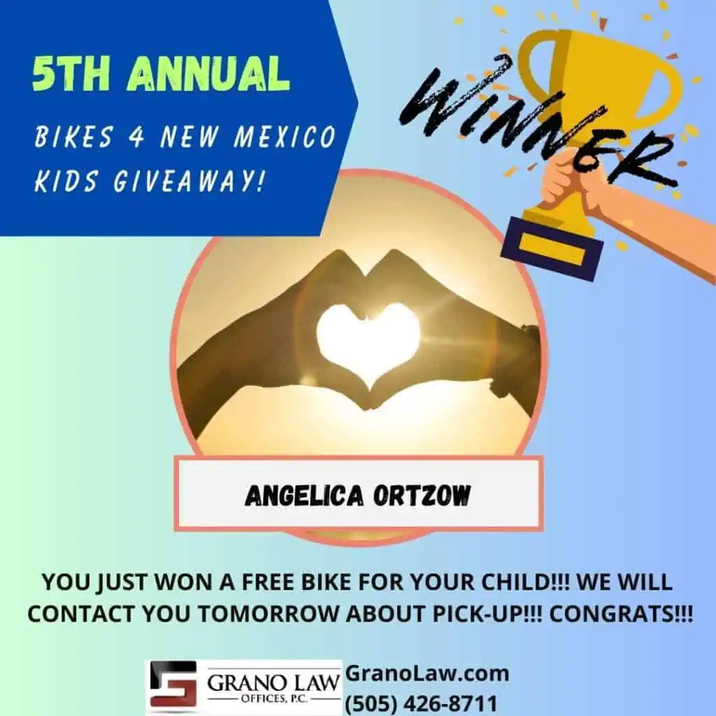 5th Annual "Bikes 4 NM Kids" Giveaway Winners Announced 5 An image of Angelica Ortzow, one of our 17 lucky winners.