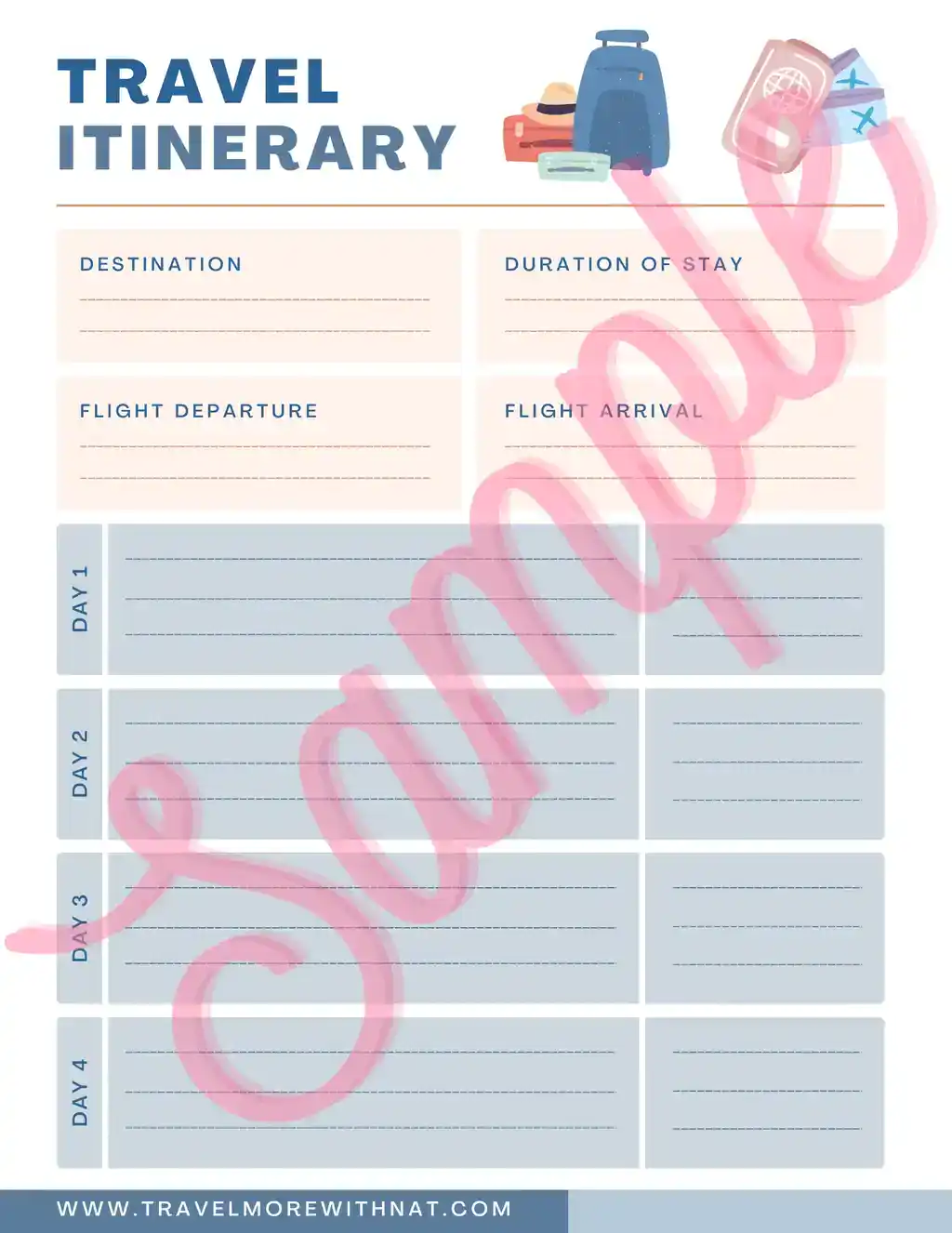Travel Freebies - Travel Itinerary - Free download and printable
