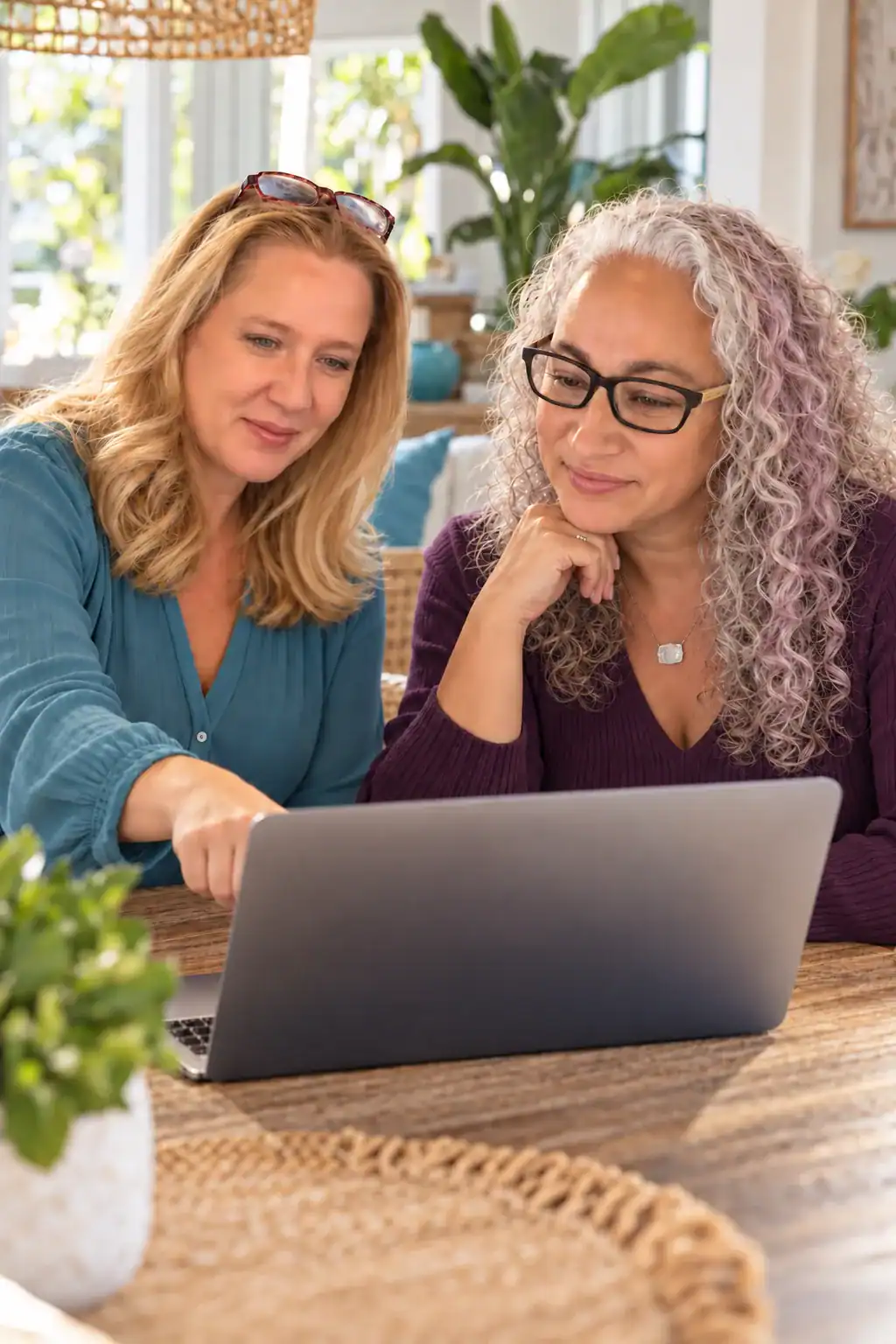 SoFloWeb owner and Dana comfortably reviewing a website content strategy together