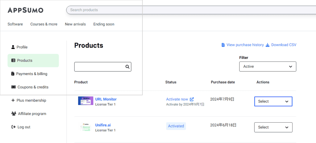 ブログ記事のインデックス登録を瞬時に!URL Monitorの使い方・機能を解説!ブロガー必須の"裏技"ツール URL Monitorを購入した後にはAppSumoの製品ページアクセスする