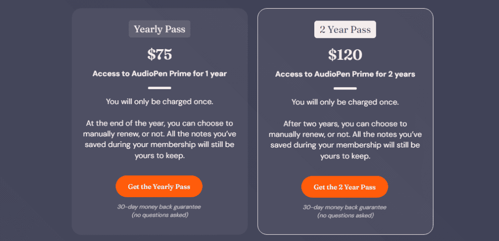AI音声メモツール「AudioPen」の使い方 【2024年最新レビュー】 AudioPen の料金プランは現在2種類存在しています年間プランと2年間プランの2つです年間プランは75ドルで2年間のプランは120ドルです。おすすめは120ドルの2年間プランです