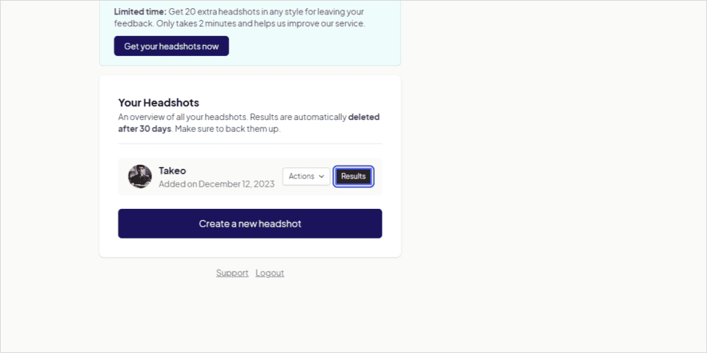 【商用利用OK】AIアバター画像を作れるHeadshotProとは?使い方や料金・注意点 2時間経過するとHeadshotProでAIアバター画像をダウンロードすることができるようになります。