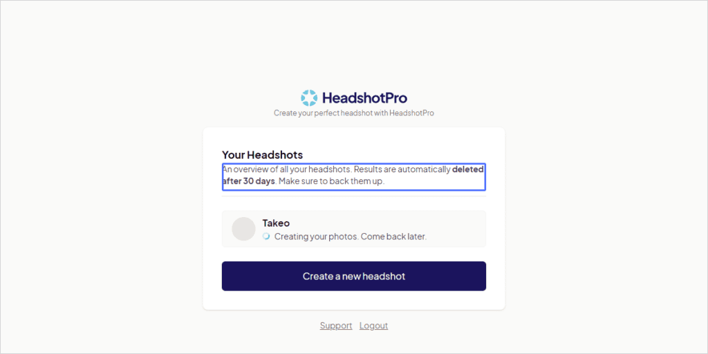 【商用利用OK】AIアバター画像を作れるHeadshotProとは?使い方や料金・注意点 2時間程度待つとAIアバター画像がHeadshotProによって作られます。