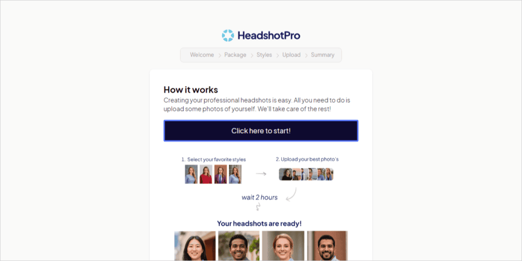 【商用利用OK】AIアバター画像を作れるHeadshotProとは?使い方や料金・注意点 HeadshotProの使い方が解説されてるページが表示されます。