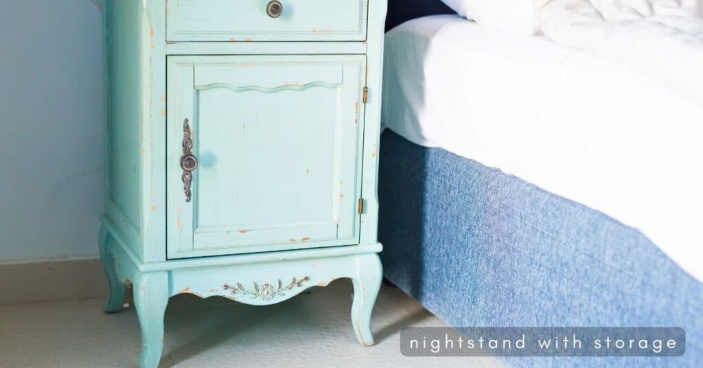 Green nightstand in a bedroom