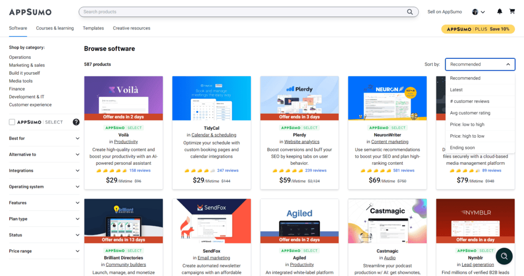 AppSumo　商品一覧