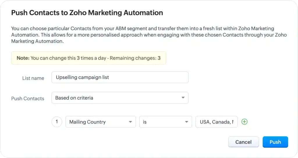 Sync ABM Segments with Zoho Marketing Automation