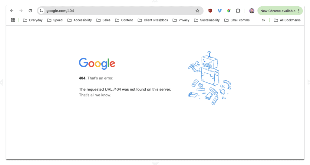 404 error page with drop shadow