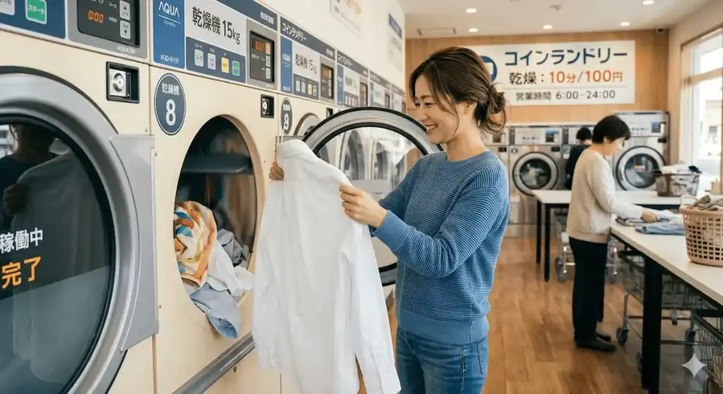 コインランドリーで屋いシャツを乾燥