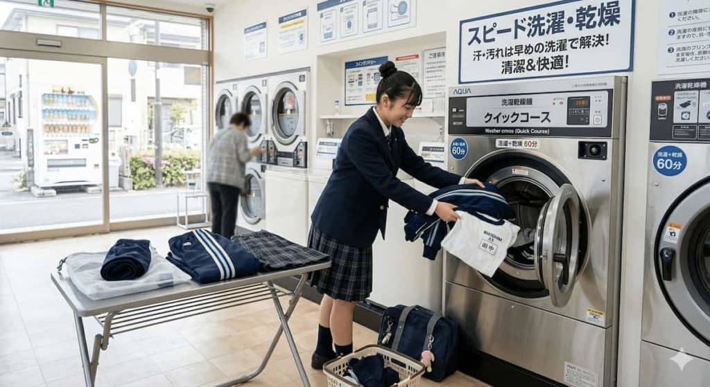 体操着や制服もコインランドリーで洗濯乾燥
