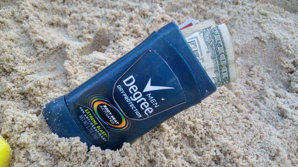 Empty deodorant storage for valuables