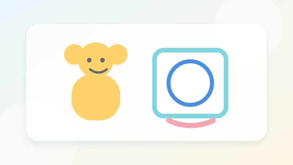 ぬいぐるみの洗濯表示と洗濯ネットを確認する文字なしイラスト