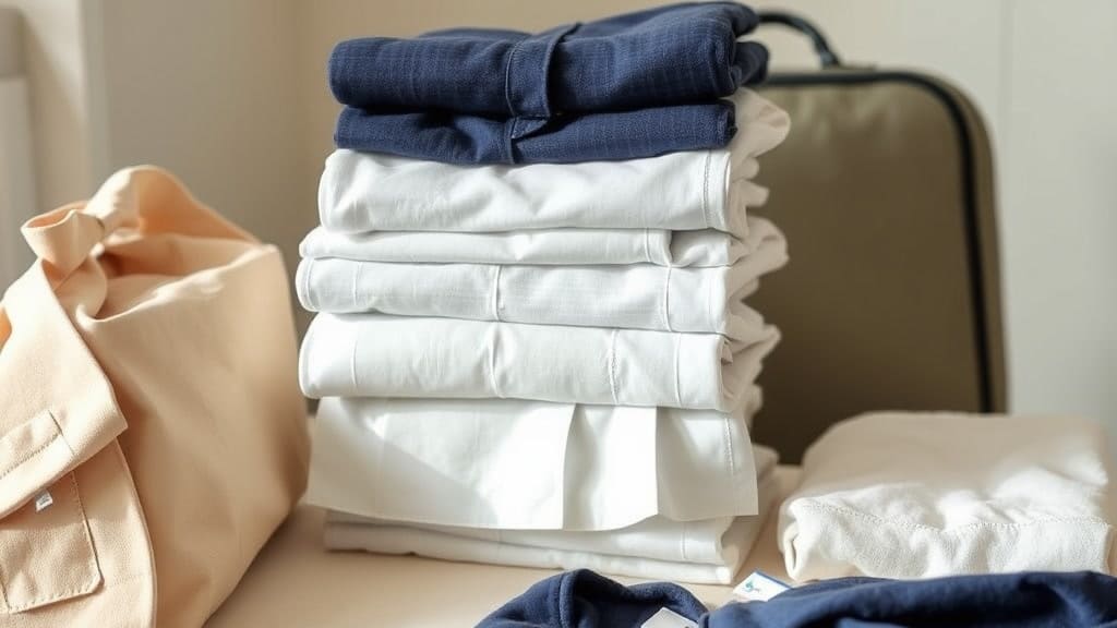 たたみ台に置かれた制服の上下と体操服、スクールバッグ