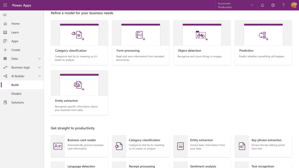 Microsoft Power Apps AI Builder