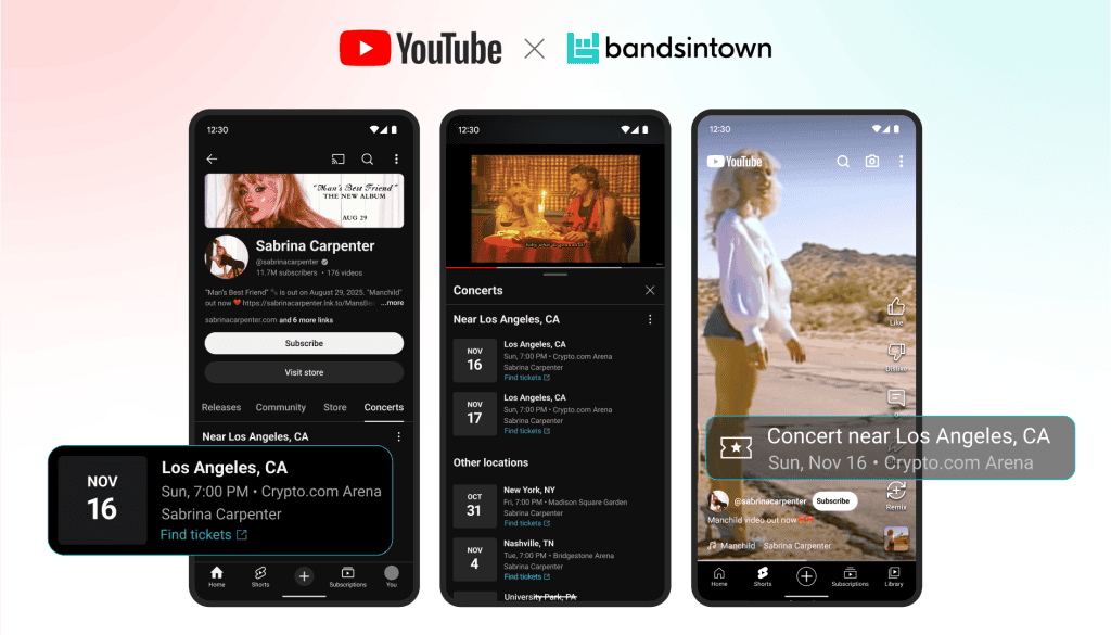 Bandsintown is now YouTube's exclusive concert source globally