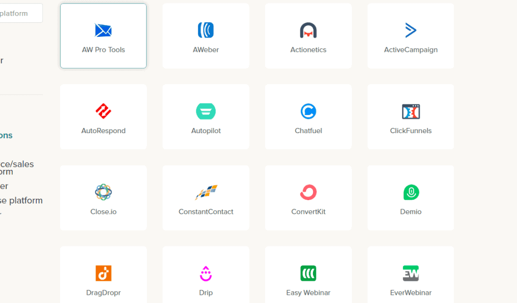 Deadline Funnelと統合されているアプリケーションやサービス一覧
