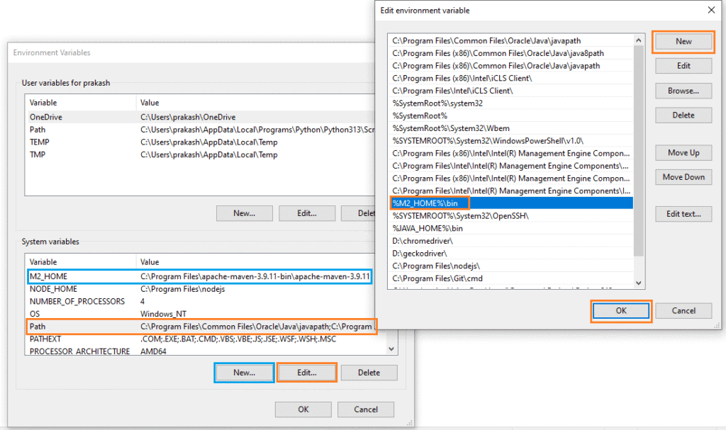 Set M2_HOME system environment variable for configuring Apache Maven in Playwright Java setup