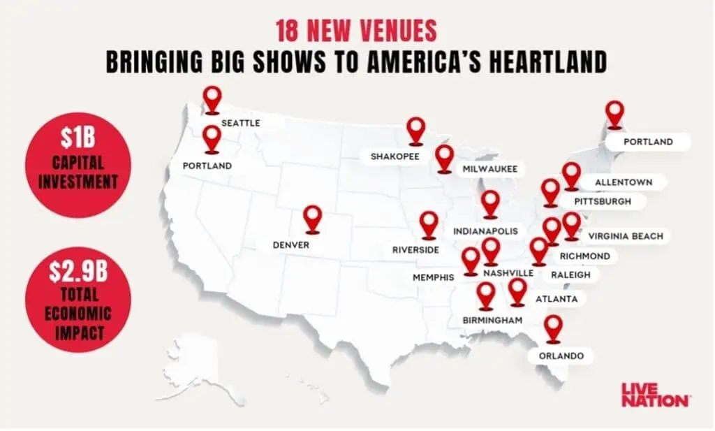 Live Nation invests $1B in new venues