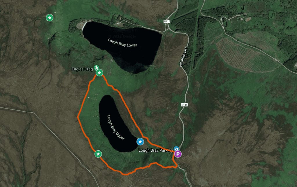 Ireland-Lough-Bray-Upper-and-Lower-Loop-hike-Route2-map