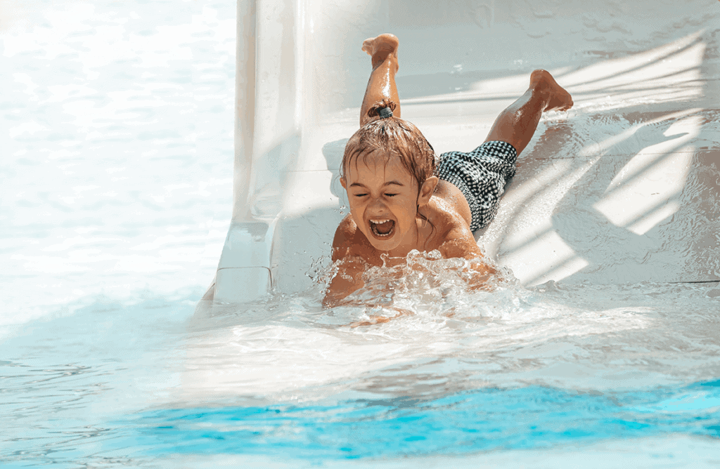 Family at water park in McHenry County enjoying free time