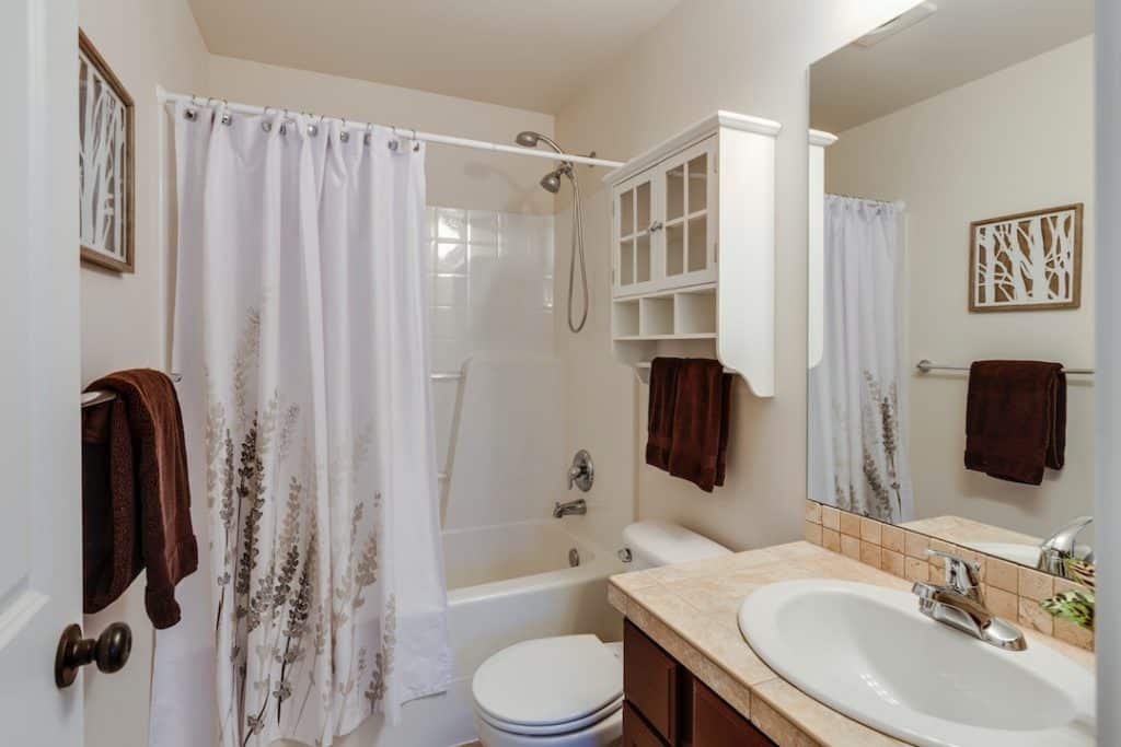 cleaning a bathroom