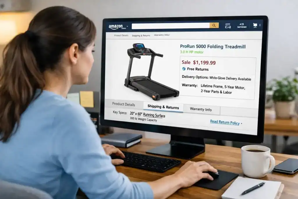 women buying treadmill online