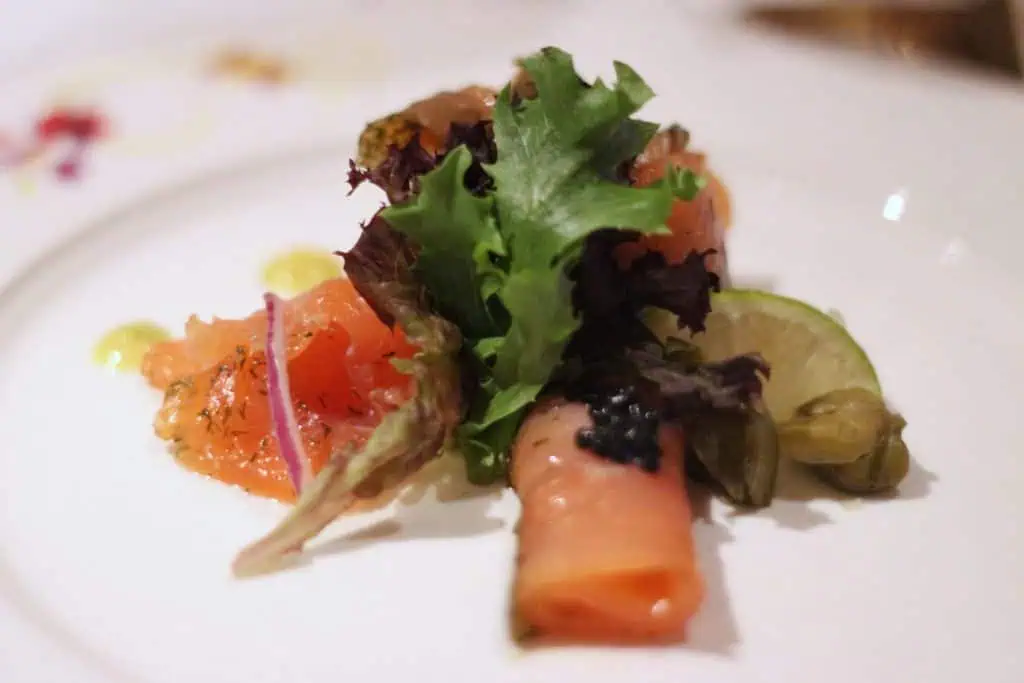 Royal Marinated Salmon Rapunzel's Royal Table Thug Menu Transatlantic Cruise Disney Magic