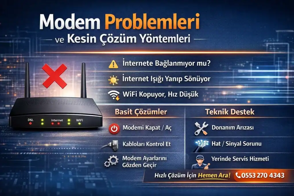 WiFi var ama internet yok sorunu ve modem arıza çözümleri