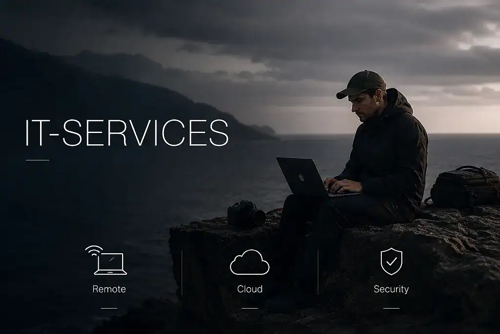 Symbolische Darstellung von IT-Services mit digitalem Netzwerk, Server- oder Cloud-Technologie – Visualisierung für IT-Support und Systemlösungen von Didi by i-pix creativ.