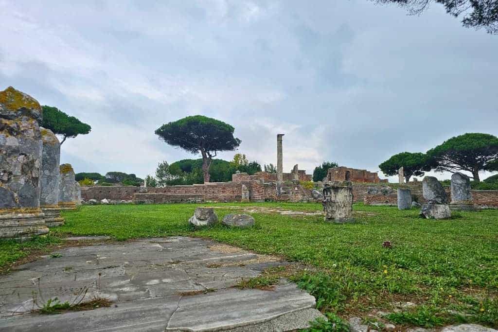 Central forum area at Ostia Antica, a key landmark when visiting Ostia Antica ruins.