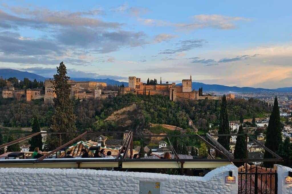 Breathtaking view of the Alhambra from Mirador de San Nicolas, one of the top free things to do in Granada, Spain.