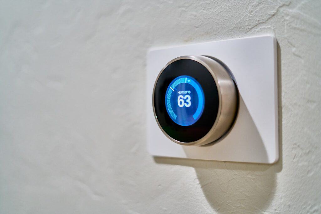 A HVAC thermostat.