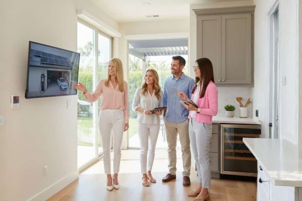 Realtors with their Clients Talking About Smart Upgrades