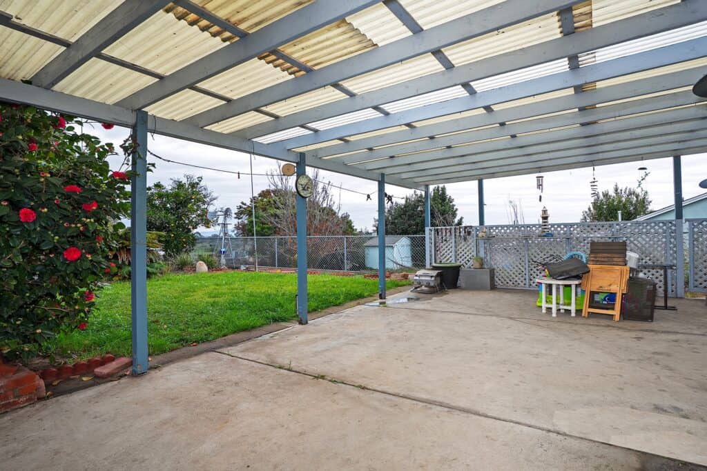 Expansive covered patio and backyard garden area at 1751 39th St, ideal for outdoor living in San Diego's 92105 area