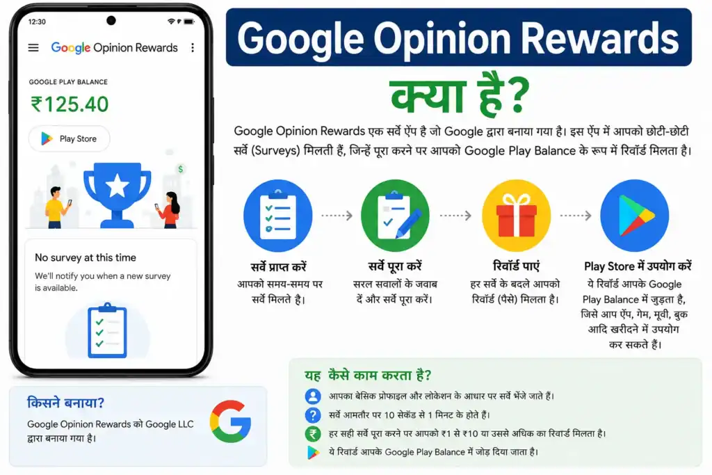Google Opinion Rewards app home screen and survey dashboard