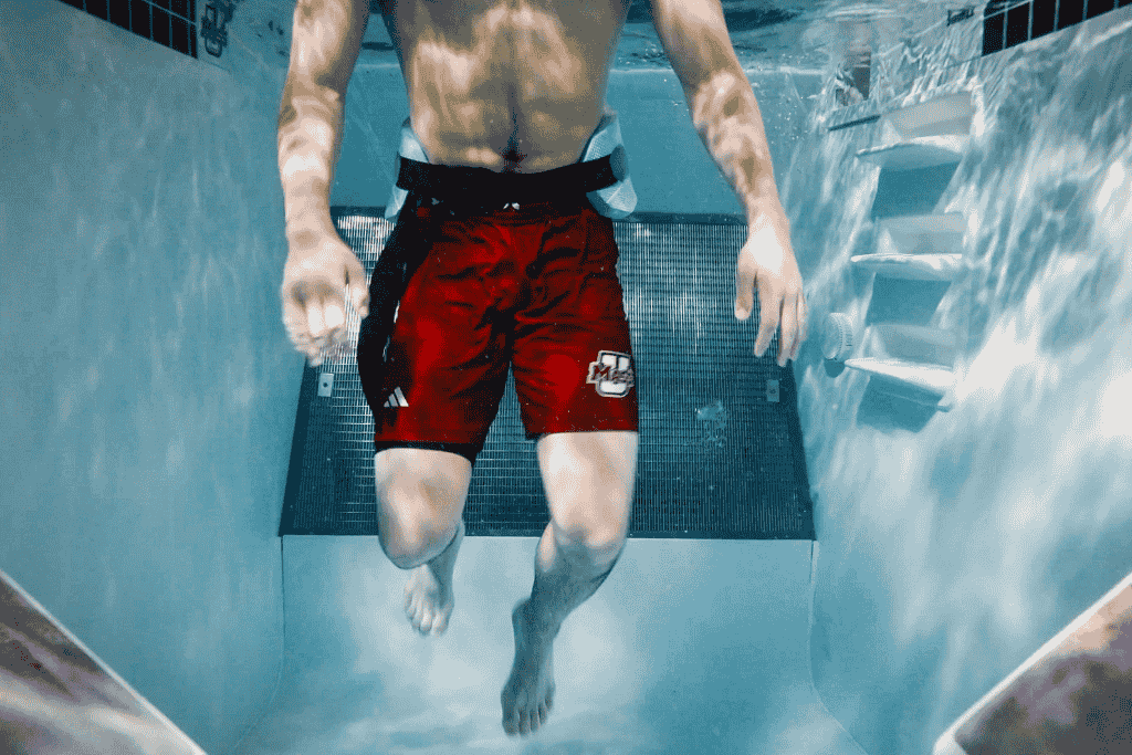 Athlete in hydrotherapy pool